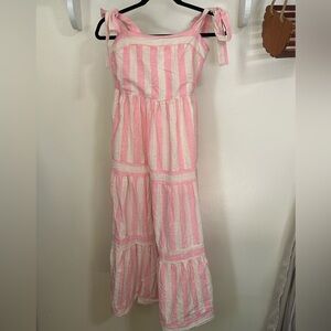 NEW Carly Jean Los Angeles Pink and White Striped Tie-Shoulder  Dress